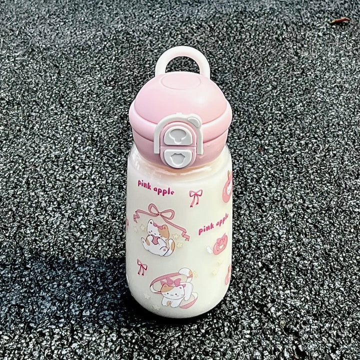 Women's insulated drinking bottle with playful animal design and secure flip-top lid Bowlift