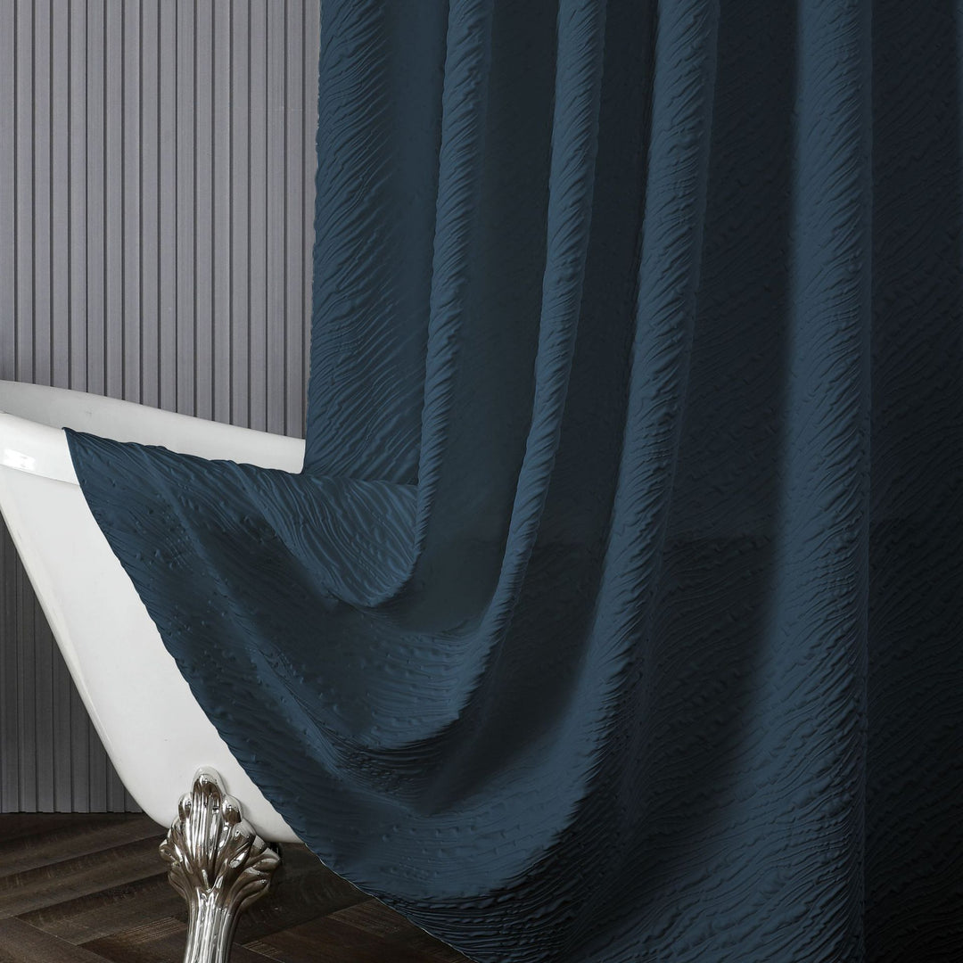 Textured Leaf Pattern Shower Curtain Bowlift