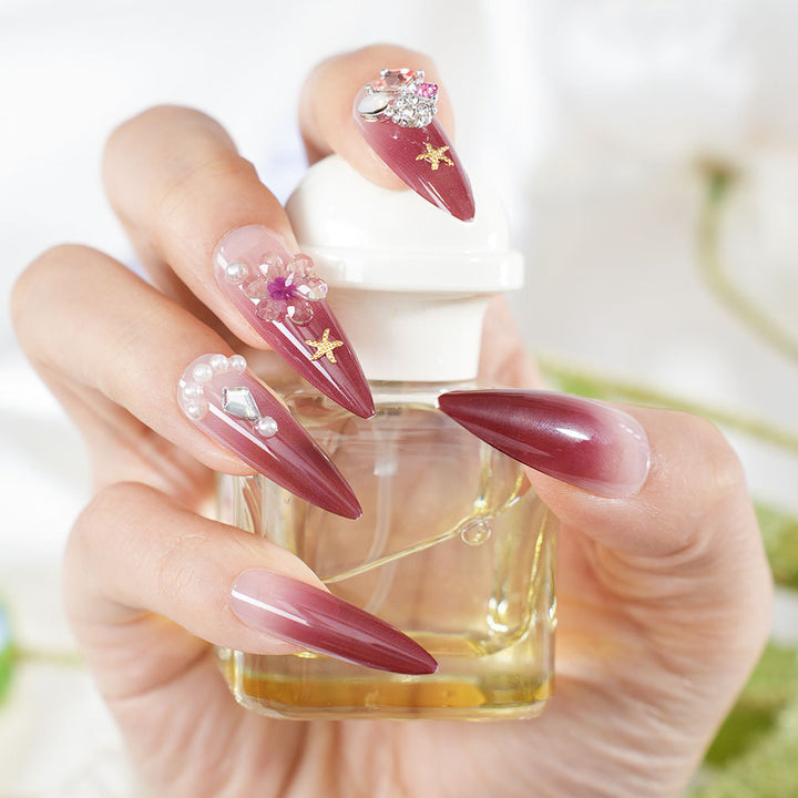 Decorative Rhinestone Stiletto Nail Set Bowlift