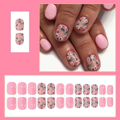 Artificial Nail Set with Playful Floral Designs Bowlift
