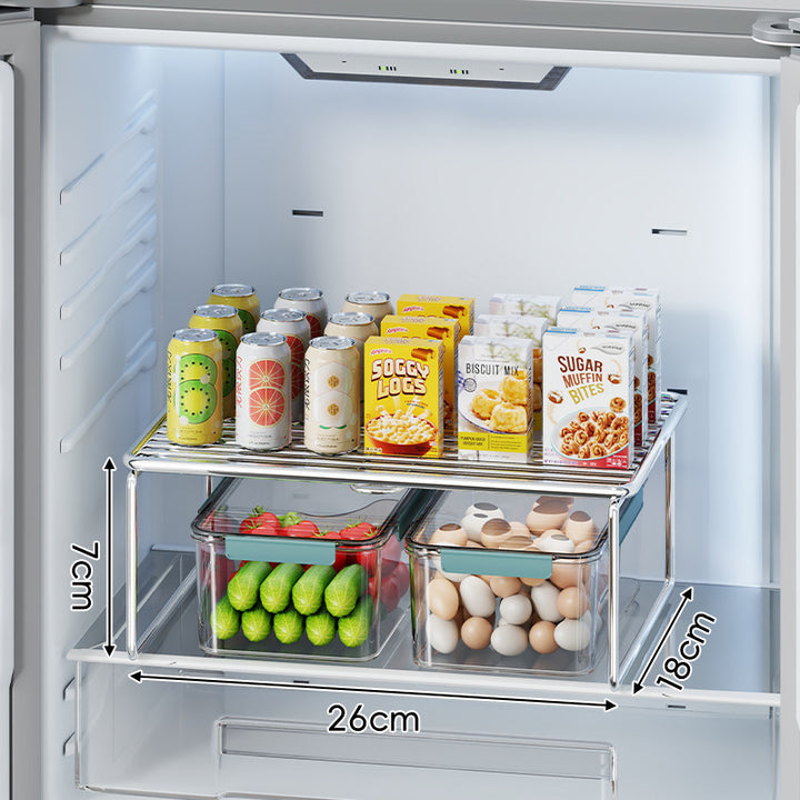 Adjustable Elevated Chrome Refrigerator Shelf Riser Organizer