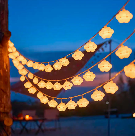 Warm White Star And Globe LED String Garland With Battery Pack And Weatherproof Bulbs Bowlift