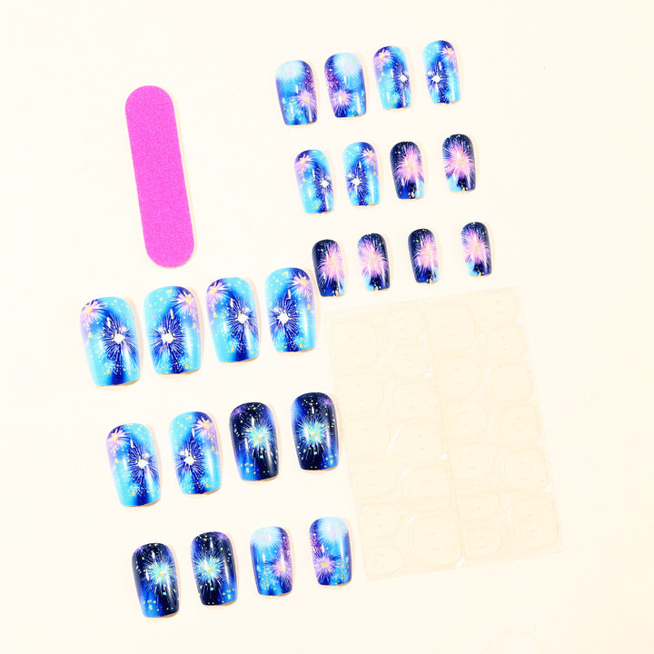 Fireworks-Themed Acrylic Nail Art Designs Bowlift