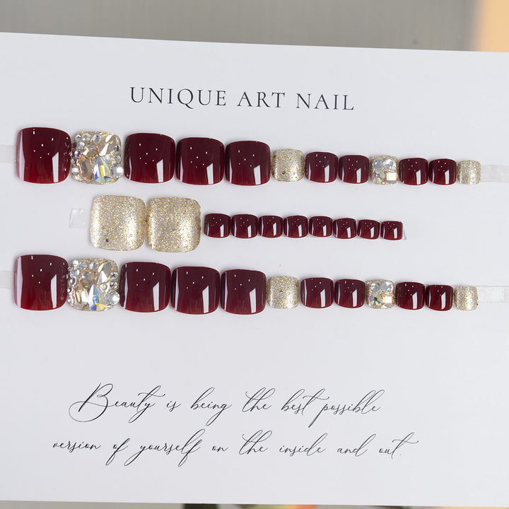 Rhinestone-Embellished Pedicure Nail Art  1791110448