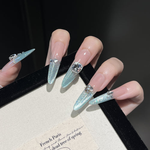 Glamorous Crystal-Embellished Stiletto Press-On Nail Extensions Bowlift