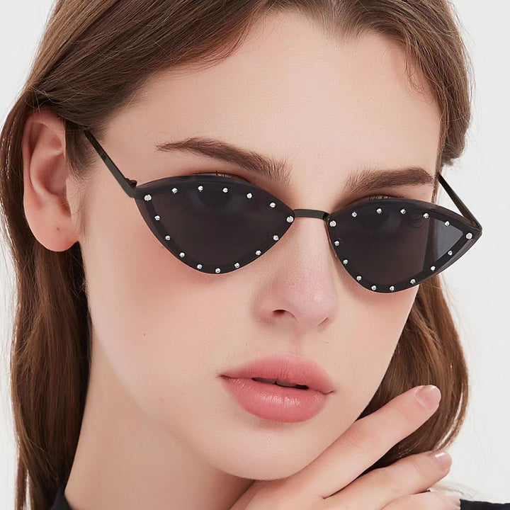 Women's Cat-Eye Sunglasses with Sparkling Crystal Accents Bowlift