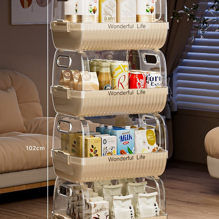 Multi-Tier Storage Organizer with Transparent Baskets Bowlift