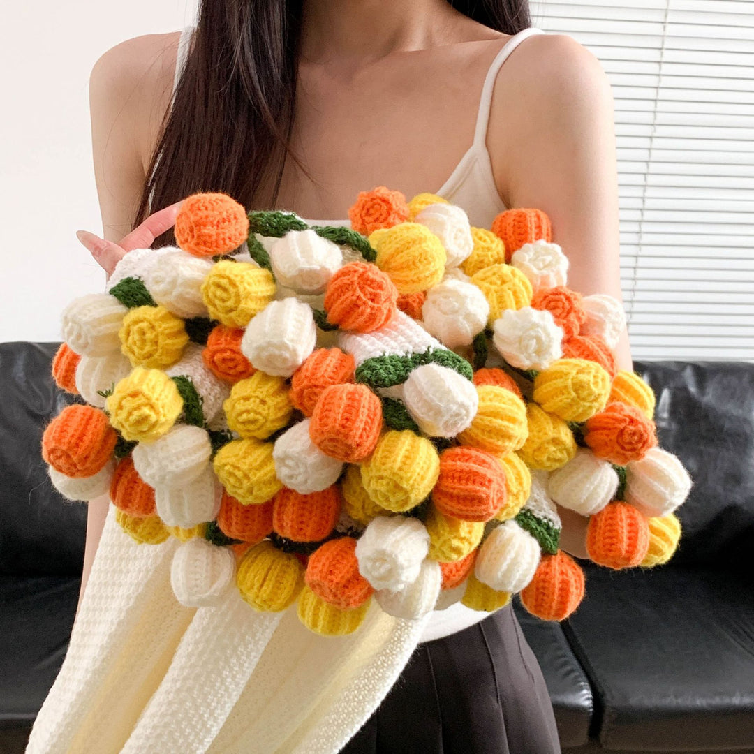 Cozy flower knit scarf Bowlift