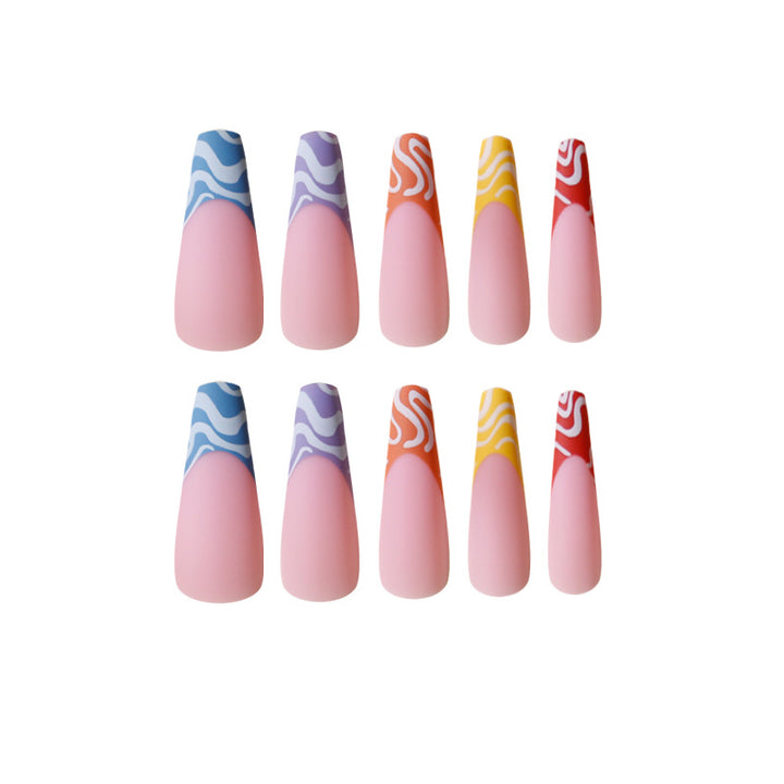 Artful Nail Extensions with Modern Color Pattern Bowlift