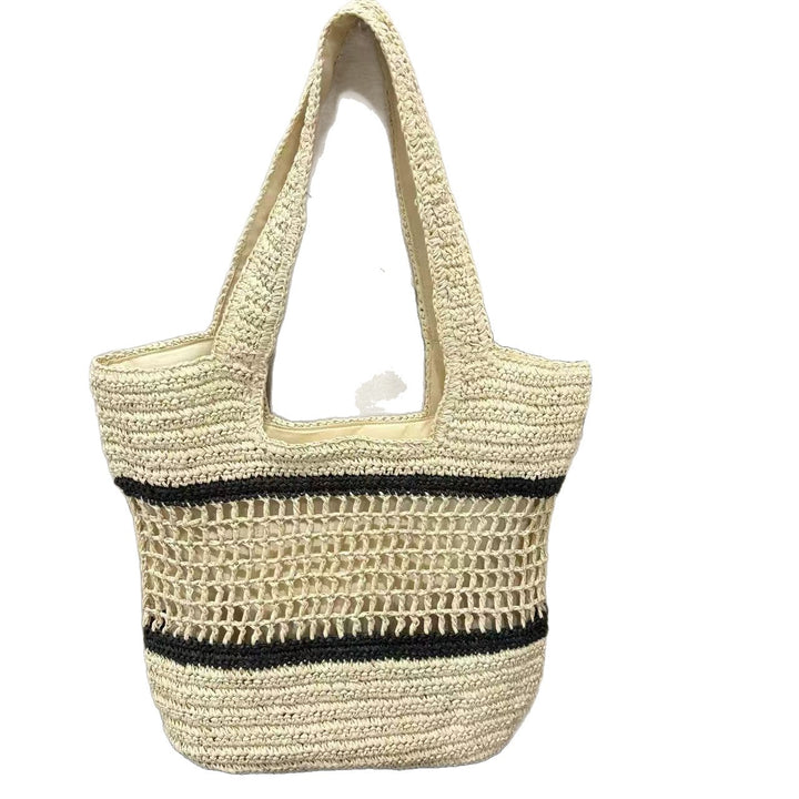 Woven natural material handbag with elegant structure Bowlift