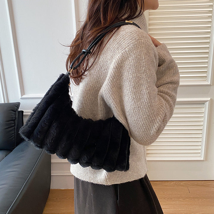 Luxurious Faux Fur Hobo Bag Bowlift