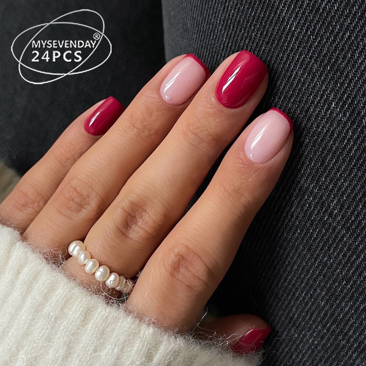 Elegant Press-On Nail Tips with French Tip Design Bowlift