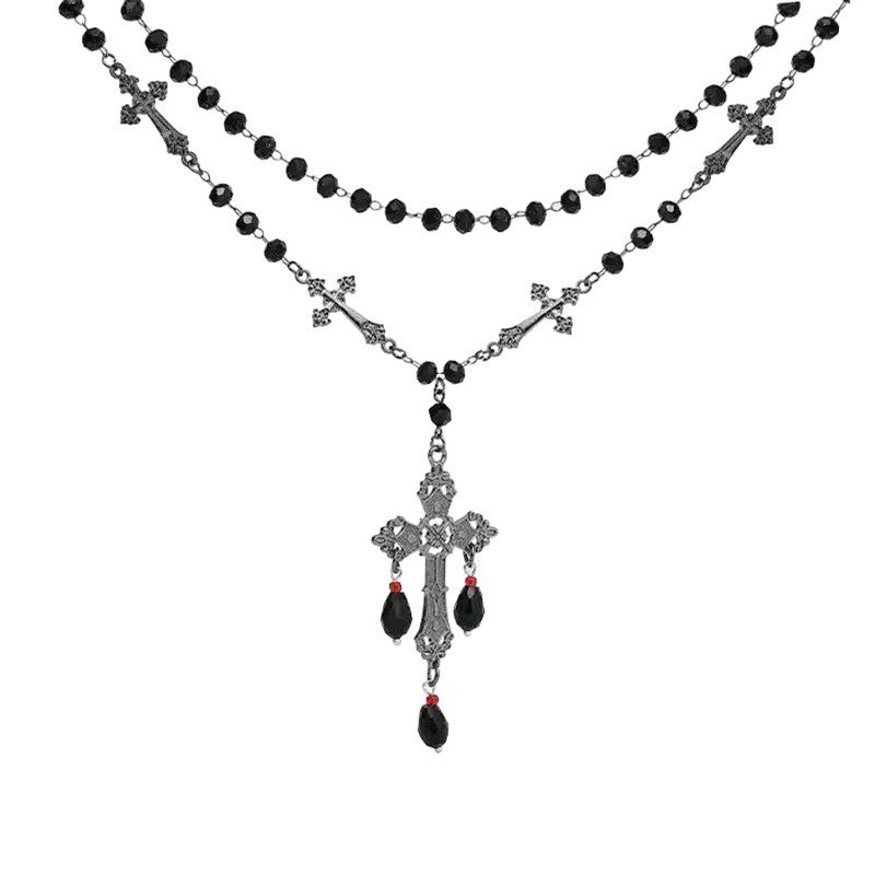 Long Beaded Cross Necklace Bowlift