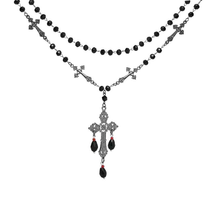 Long Beaded Cross Necklace Bowlift