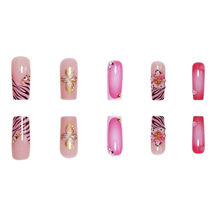 Artistic Floral Acrylic Nail Art Bowlift