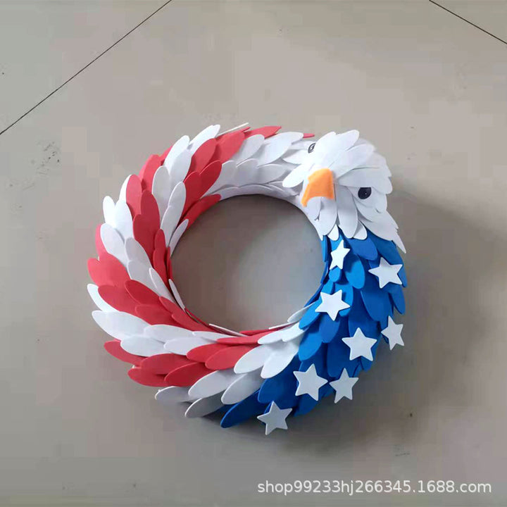 Unisex nan handcrafted patriotic eagle door wreath with layered feather effect Bowlift