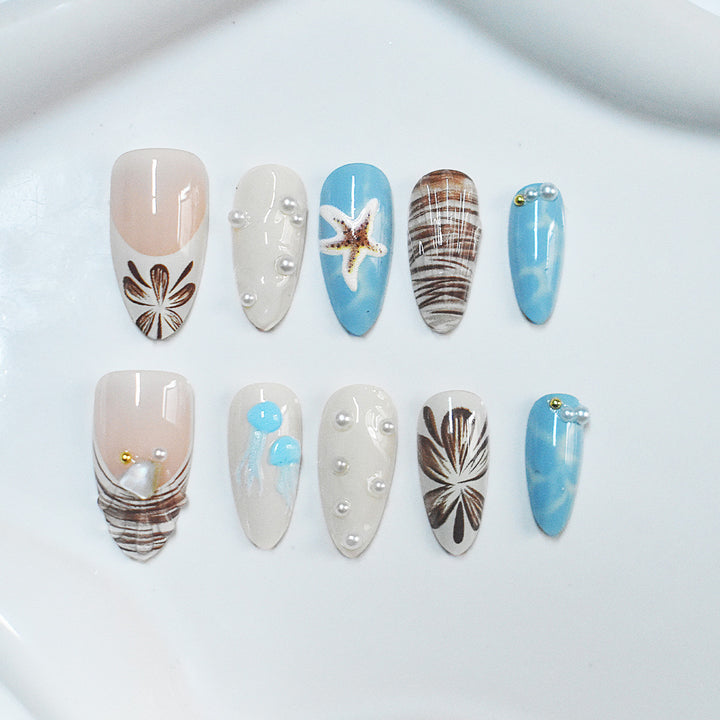 Seashell-Themed Press-On Nail Extensions Bowlift