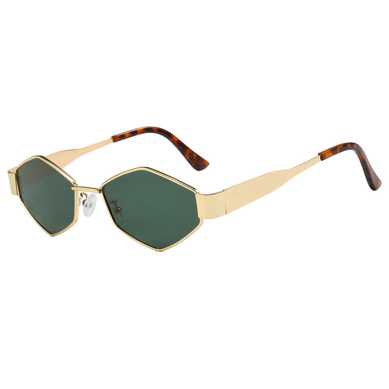 Women's geometric sunglasses with narrow metal frame and polarized lenses Bowlift