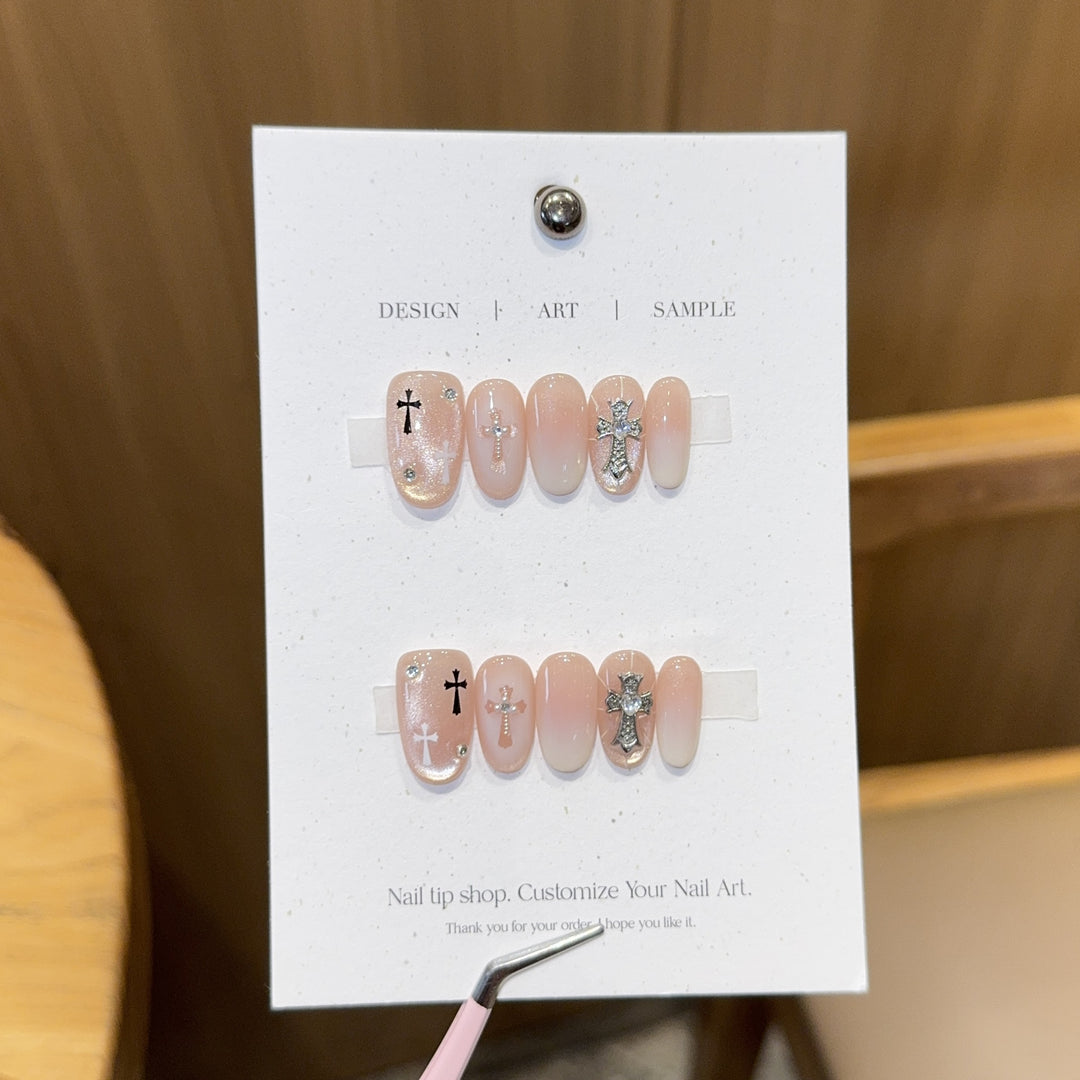 Artificial nail tips with cross design Bowlift