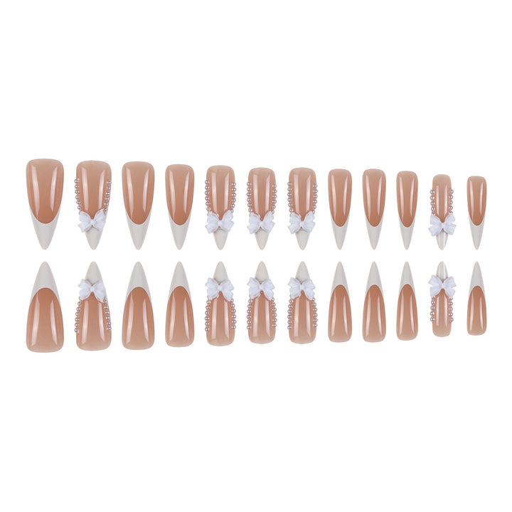 Stiletto Press-On Nails with Decorative Bow Accents Bowlift