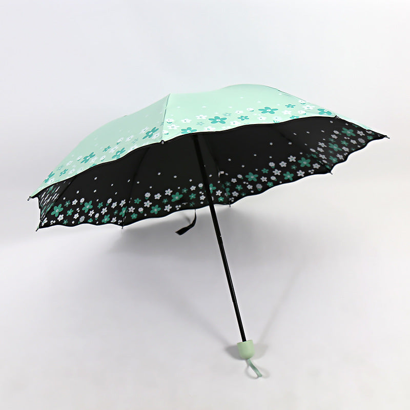 Women's Folding Umbrella with Detailed Floral Design Bowlift