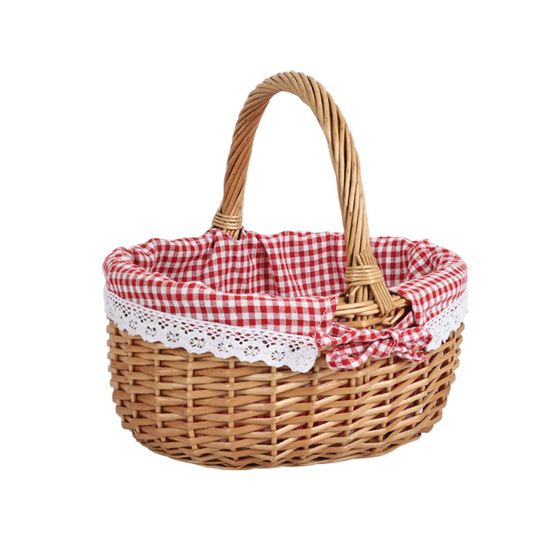 Ladies basket made of woven material with romantic inner lining Bowlift
