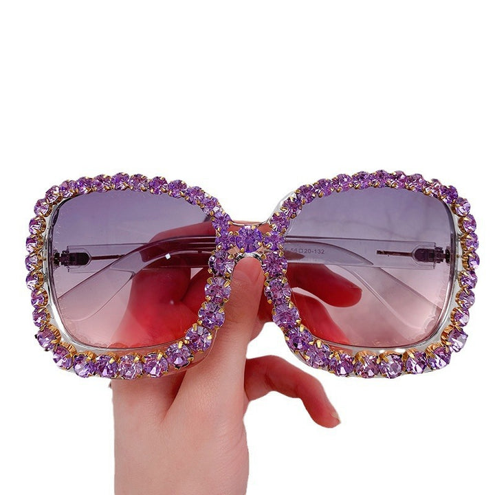 Glamorous Rhinestone-Embellished Oversized Sunglasses Bowlift