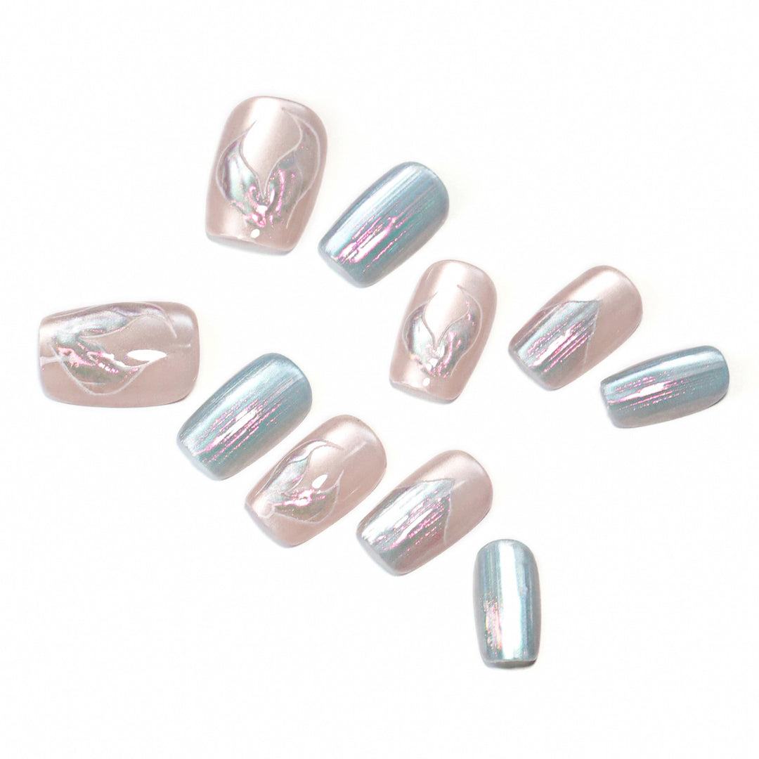 Artistic Nail Tips with Floral Design Bowlift