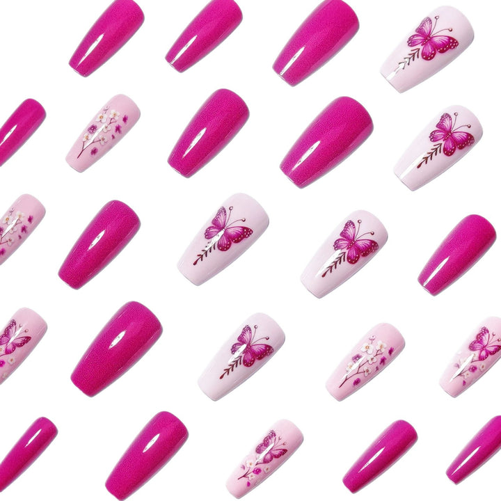 Glittering artificial nails with butterfly motif Bowlift