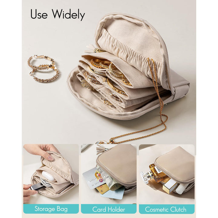 Cosmetic organizer with structured interior and elegant tassel Bowlift