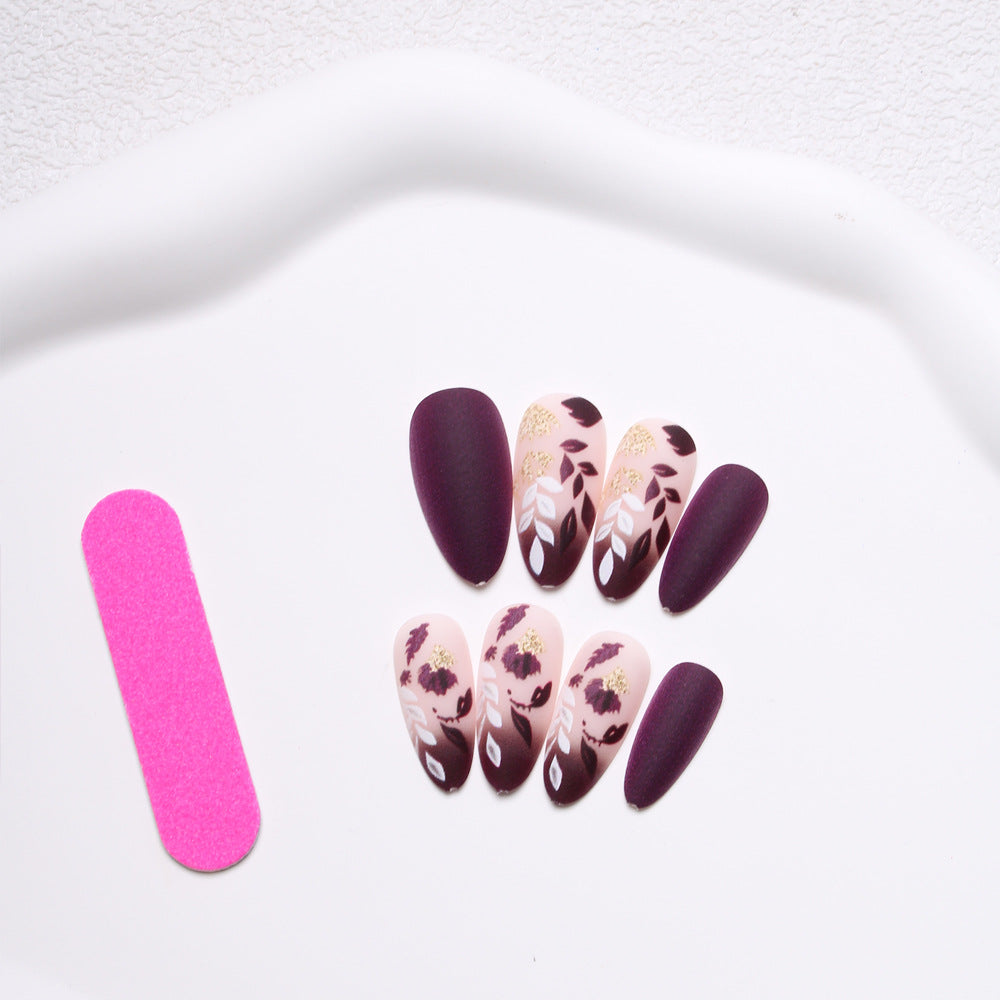 Elegant Floral Press-On Nail Set Bowlift