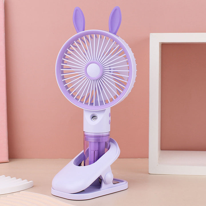Cooling compact rechargeable clip-on misting handheld fan with detachable water reservoir and adjustable tilt Bowlift