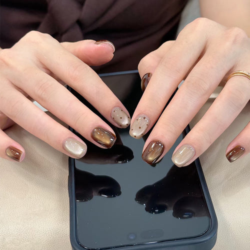 Ombre Gradient Press-On Nails with Elegant Accents Bowlift