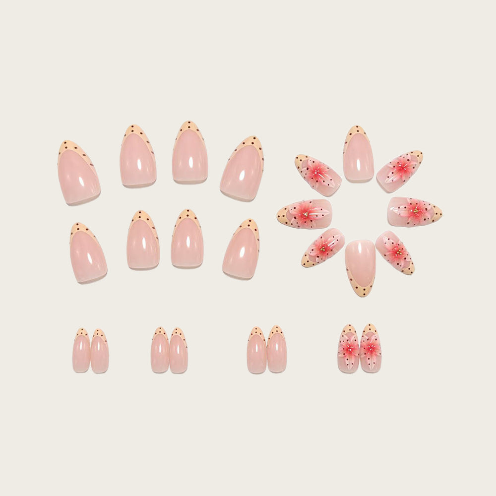 Artful Nail Extensions with Floral Accents Bowlift