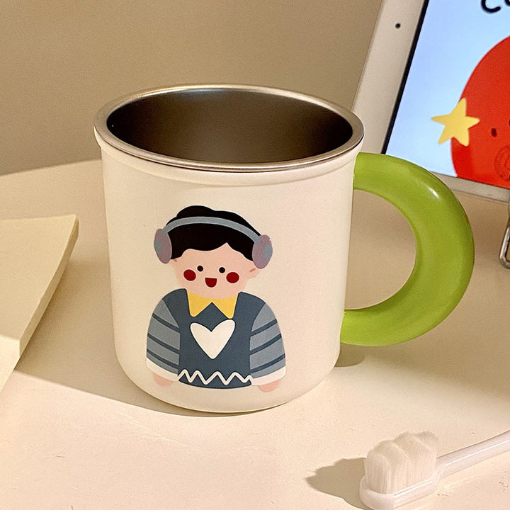 Stainless Steel Coffee Mug with Cheerful Children's Design Bowlift