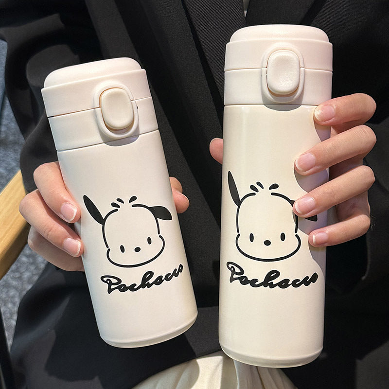 Ladies thermos bottle with secure flip top and cute animal design Bowlift