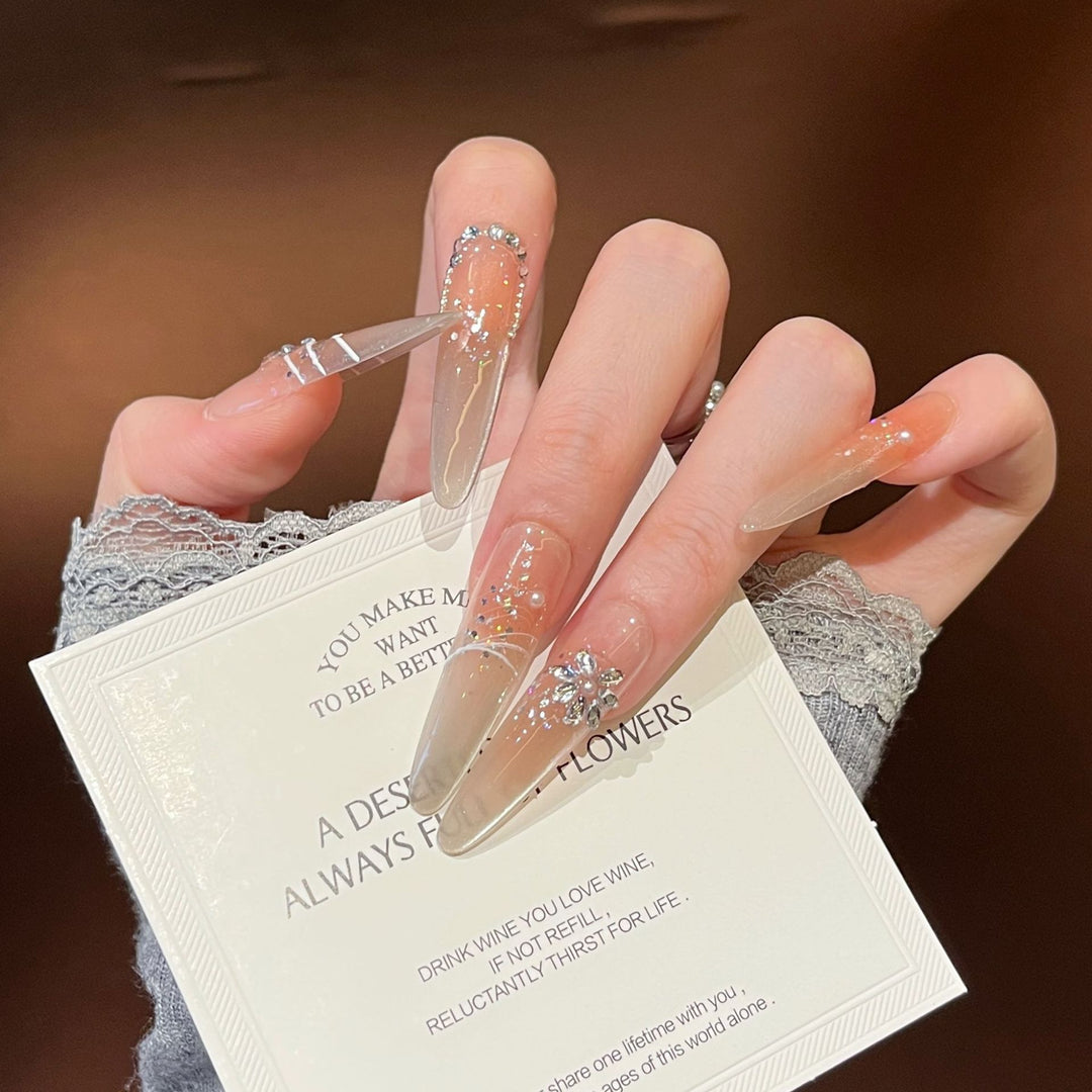 Crystal-Embellished Press-On Nail Extensions Bowlift