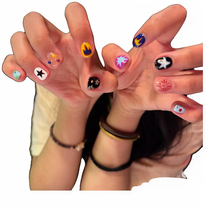 Cosmic-Themed Press-On Nail Art Set Bowlift