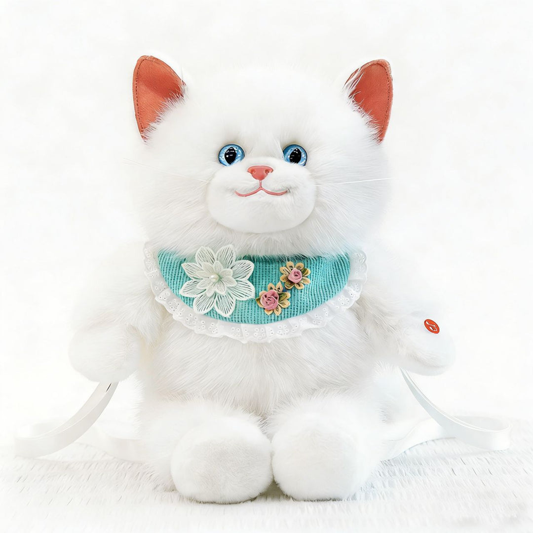 Plush Cat-Themed Backpack Bowlift