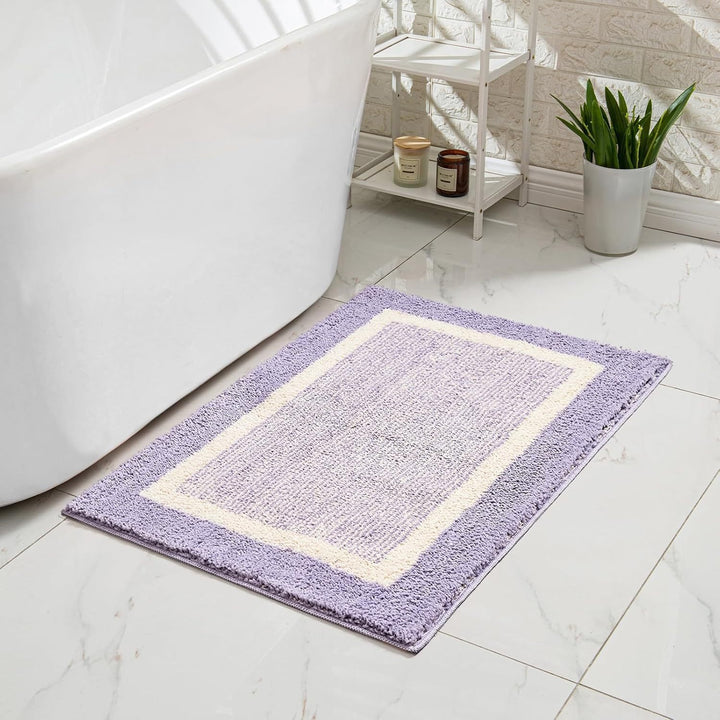 Plush Memory-Foam Non-Slip Checkerboard Bath Rug Bowlift