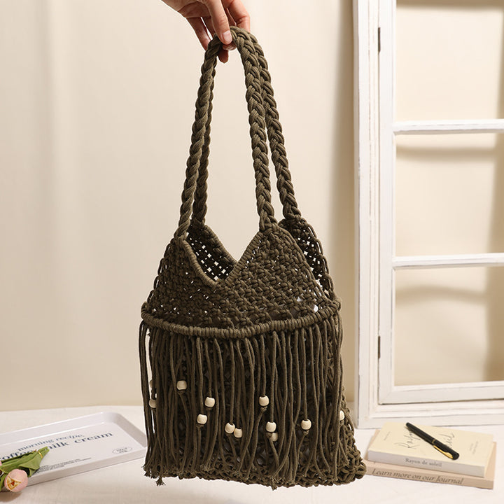 Crocheted beach bag with fringe details Bowlift