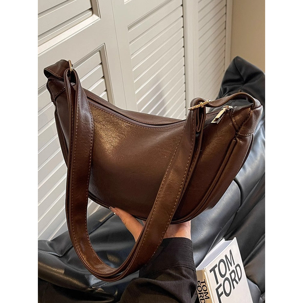 Sleek Leather Hobo Bag Bowlift