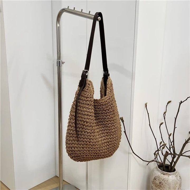 Handcrafted macrame shoulder bag with leather straps Bowlift