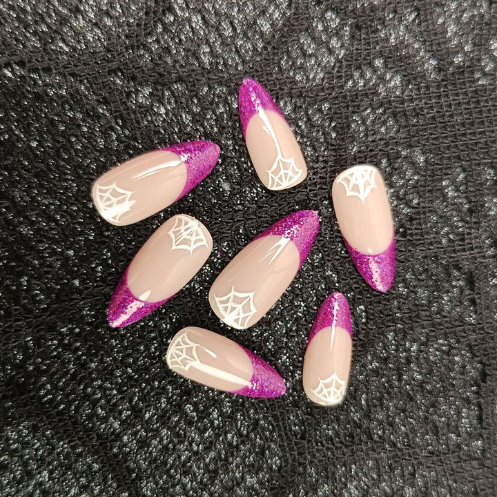 Artistic Spiderweb Press-On Nail Set Bowlift