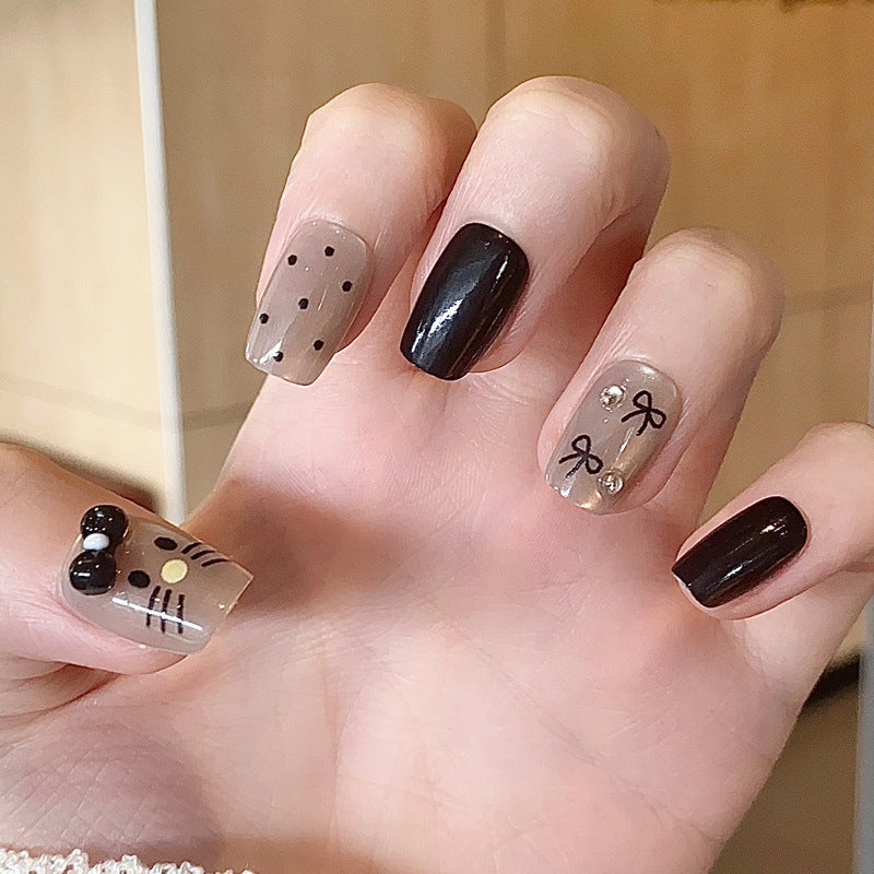 Stylish Press-On Nail Tips with Leopard Design Bowlift