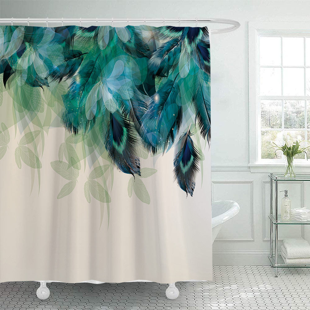 Artistic Peacock Feather Shower Curtain Bowlift