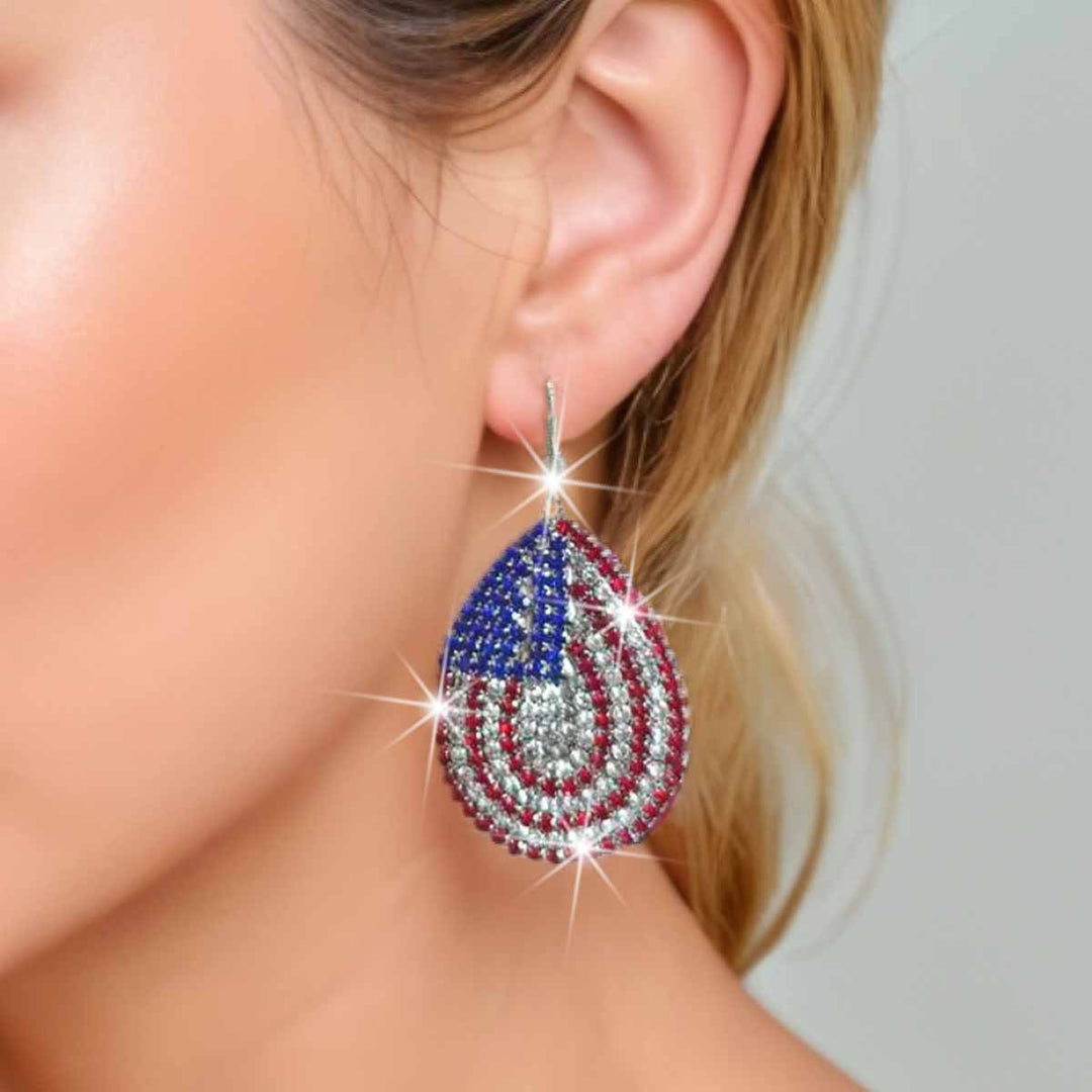 Women nano sparkling statement earrings with long rhinestone tassels Bowlift