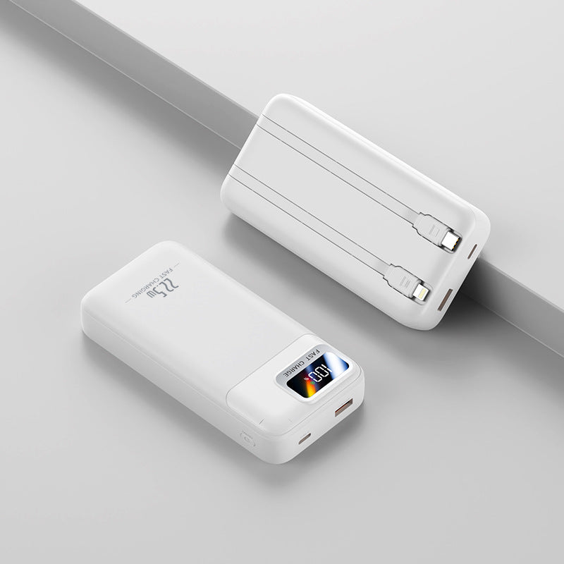 Portable power bank with intelligent cable management and digital display Bowlift