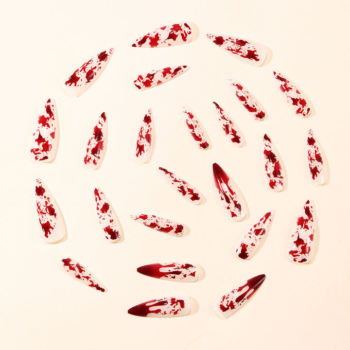 Gothic Blood Drip Stiletto Nail Art Extensions Bowlift