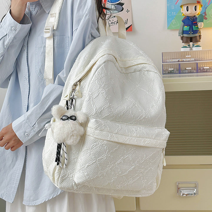 Backpack with Stylish Embossed Design and Multiple Compartments Bowlift